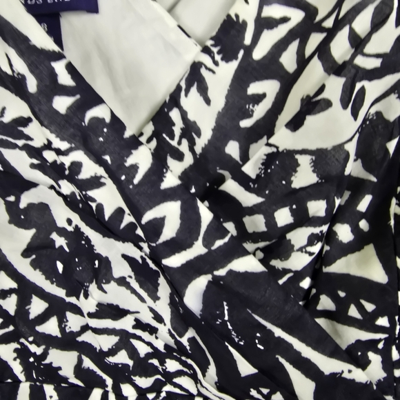 Lands' End Women's Black And White Pattern Suplice Sleeveless Dress Cotton 18 - Picture 6 of 15